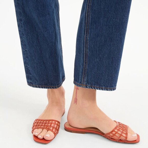 New Veronica Beard Maris Jelly Sandal in Persimmon red slip on flat slipper - Picture 1 of 8